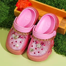 Kids' Glitter Clog, Lightweight EVA Garden Shoes, Waterproof Non-Slip Sandals, Comfortable Slip-On Shoes for Indoor Outdoor 1214