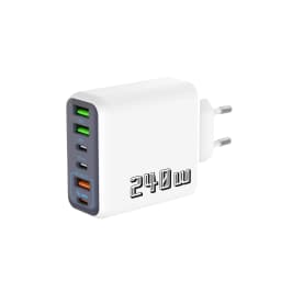 240W 6-Port Fast Charger, PD QC 3.0 USB C Charger for iPhone 15 Pro Samsung S24, Multi-Port PD QC Charging Adapter for iPhone