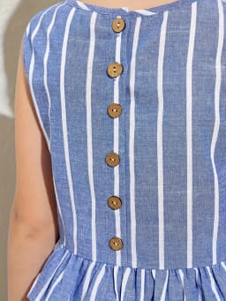 Girls Sleeveless Striped Peplum Wide Leg Jumpsuit Back Button Detail Kids Summer Vacation Casual Outfit