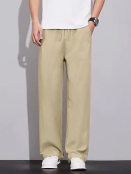 2026 Summer Men's Ice Silk Cool Casual Trousers Outdoor Sports Party Loose Cotton Linen Pants for Men Versatile Breathable Pants
