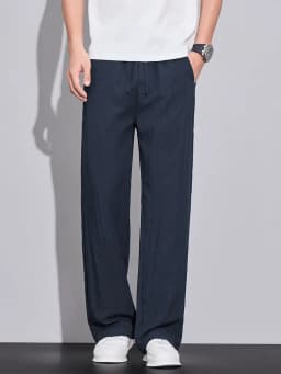 2026 Summer Men's Ice Silk Cool Casual Trousers Outdoor Sports Party Loose Cotton Linen Pants for Men Versatile Breathable Pants