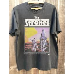 90s Retro Charcoal Gray The Strokes Band T-shirt Suitable for Both Men and Women, Summer New Y2K Harajuku Style Casual T-shirt