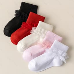 5 pairs of lovely lace princess socks-suitable for young girls, soft polyester blended, machine washable and comfortable in all