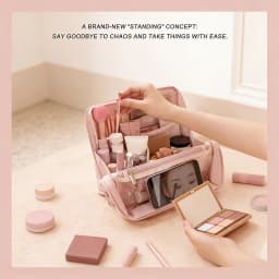 Magnetic Stand-up Makeup Bag Portable Toiletry Pouch