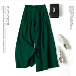 Summer Women's Culottes Cotton Linen Cropped Wide Leg Pants Elastic Waist Casual Palazzo Trousers with Pockets