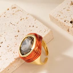Fashionable and exquisite exaggerated oversized zircon adjustable open ring female non-fading bestie index finger ring