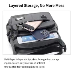 Men's Multi-layer Crossbody Bag, Large Capacity Waterproof Shoulder Bag with Multiple Pockets for Daily Commute Business