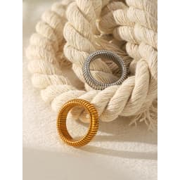 Adjustable Open Ring Set Two Tone Stainless Steel 18K Gold Plated Minimalist Stackable Ring Waterproof Daily Jewelry Gift
