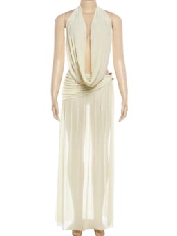 Nibber Chic 2 Piece Set Women Swing Collar See Through Backless Bandages Vests+Metal Buckle Split Skirts Vacation Party Suits