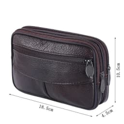 New Genuine Leather Handbag For Men Women, Large Capacity Clutch Bag With Double Zipper, Soft Money Wallet & Mobile Phone Pocket