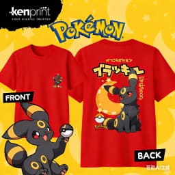 Bandai Anime Pokémon Umbreon Cartoon Cotton T-shirt Kids/Men's/Women's Fashion Casual Short Sleeved T-shirt Streetwear Y2k