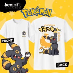 Bandai Anime Pokémon Umbreon Cartoon Cotton T-shirt Kids/Men's/Women's Fashion Casual Short Sleeved T-shirt Streetwear Y2k