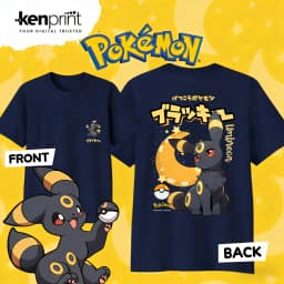Bandai Anime Pokémon Umbreon Cartoon Cotton T-shirt Kids/Men's/Women's Fashion Casual Short Sleeved T-shirt Streetwear Y2k