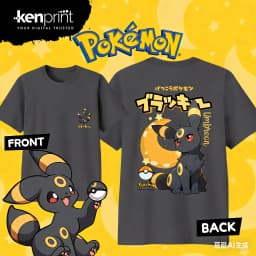 Bandai Anime Pokémon Umbreon Cartoon Cotton T-shirt Kids/Men's/Women's Fashion Casual Short Sleeved T-shirt Streetwear Y2k