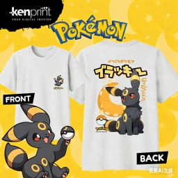 Bandai Anime Pokémon Umbreon Cartoon Cotton T-shirt Kids/Men's/Women's Fashion Casual Short Sleeved T-shirt Streetwear Y2k