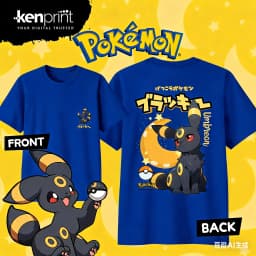Bandai Anime Pokémon Umbreon Cartoon Cotton T-shirt Kids/Men's/Women's Fashion Casual Short Sleeved T-shirt Streetwear Y2k