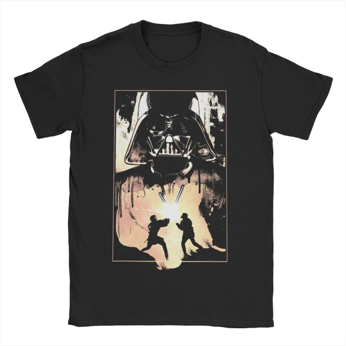 Darth Maul Anakin Skywalker and Obi-Wan Battle Silhouette T-Shirts Men 100% Cotton T Shirt Short Sleeve Tees New Arrival Clothes