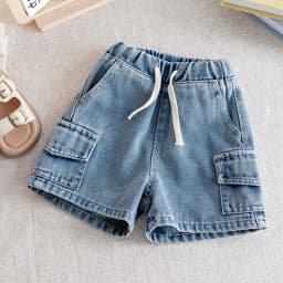 New Summer Boys Shorts Jeans Fashion Solid Color Pocket Loose Thin Denim Pants For 2-10 Years Kids Children Casual Trousers