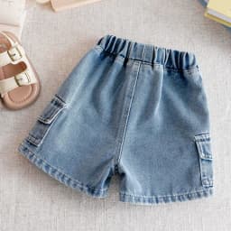 New Summer Boys Shorts Jeans Fashion Solid Color Pocket Loose Thin Denim Pants For 2-10 Years Kids Children Casual Trousers