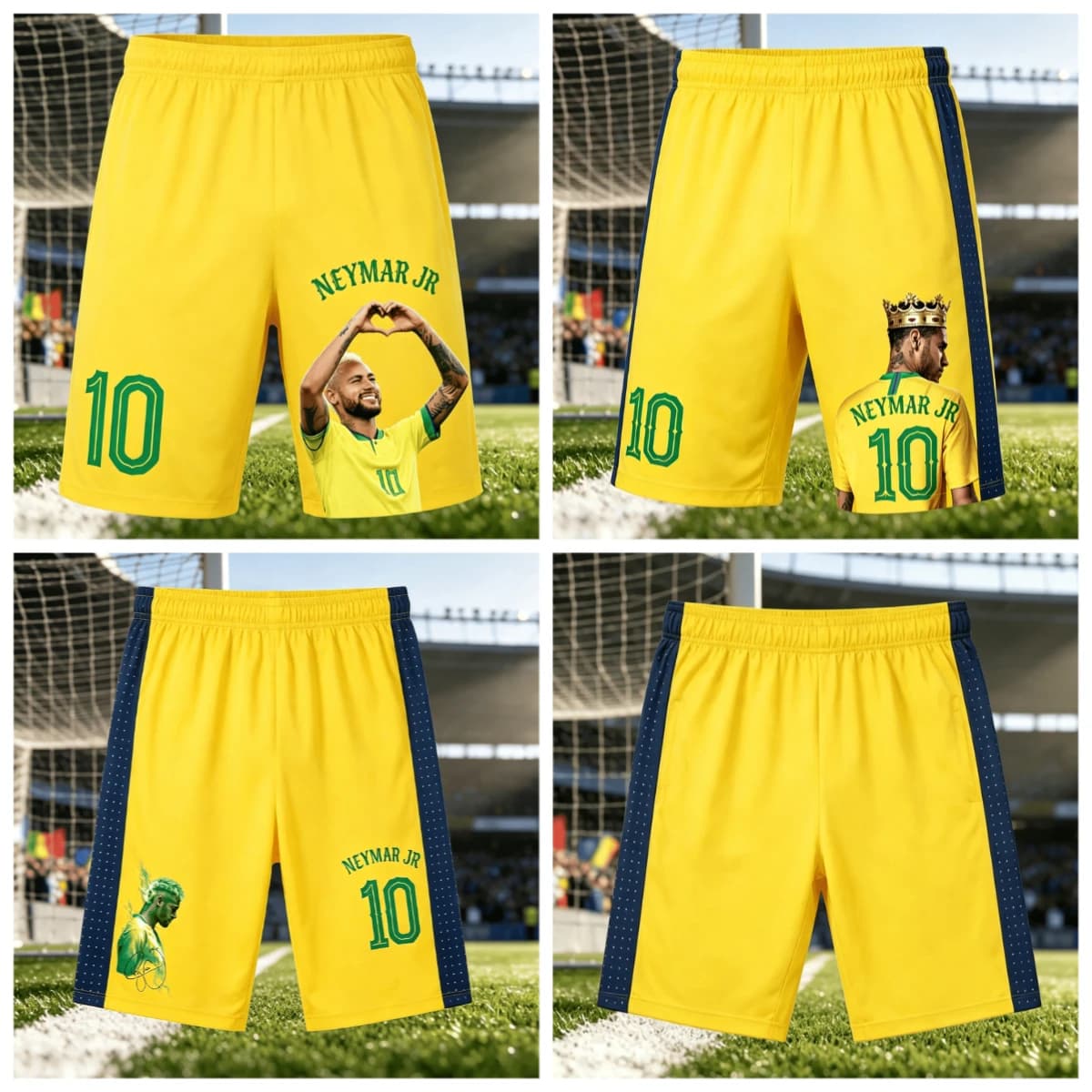 Soccer King Neymar No. 10 Shorts! Must-have Sports Casual Pants for Adult and Children's Fan Support