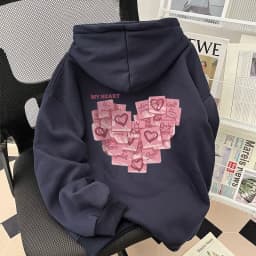 2026 Autumn Winter Fashion Love Print Men Women Hooded Sweatshirt Daily Outdoor Vacation Fitness Casual Loose Warm Sportswear
