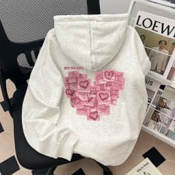 2026 Autumn Winter Fashion Love Print Men Women Hooded Sweatshirt Daily Outdoor Vacation Fitness Casual Loose Warm Sportswear