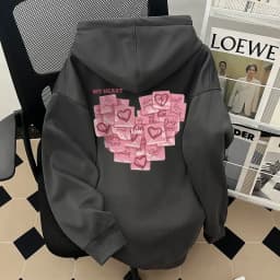 2026 Autumn Winter Fashion Love Print Men Women Hooded Sweatshirt Daily Outdoor Vacation Fitness Casual Loose Warm Sportswear