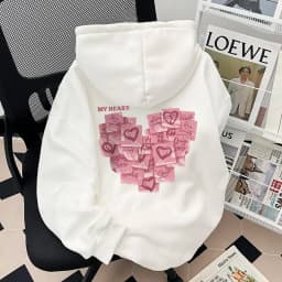 2026 Autumn Winter Fashion Love Print Men Women Hooded Sweatshirt Daily Outdoor Vacation Fitness Casual Loose Warm Sportswear