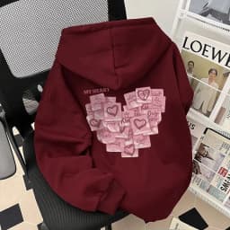 2026 Autumn Winter Fashion Love Print Men Women Hooded Sweatshirt Daily Outdoor Vacation Fitness Casual Loose Warm Sportswear