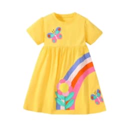 New Style Cats Embroidery Cute Summer Dress for Girls 2-7T Kids Fashion Party Birthday Clothing Baby Girls' Frocks