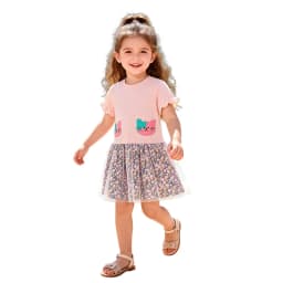 New Style Cats Embroidery Cute Summer Dress for Girls 2-7T Kids Fashion Party Birthday Clothing Baby Girls' Frocks