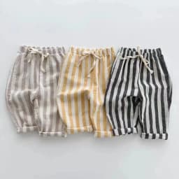 Spring Baby Boys Stripe Pants Cotton Casual Linen Elastic Trouers Toddler Infant Kids Girls Loose Pants