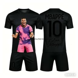 26 Fashionable Color Splicing AI #10 Mbappe Summer Children's Adult Set Parent-child Short Sleeved Shorts Football Jersey Unisex