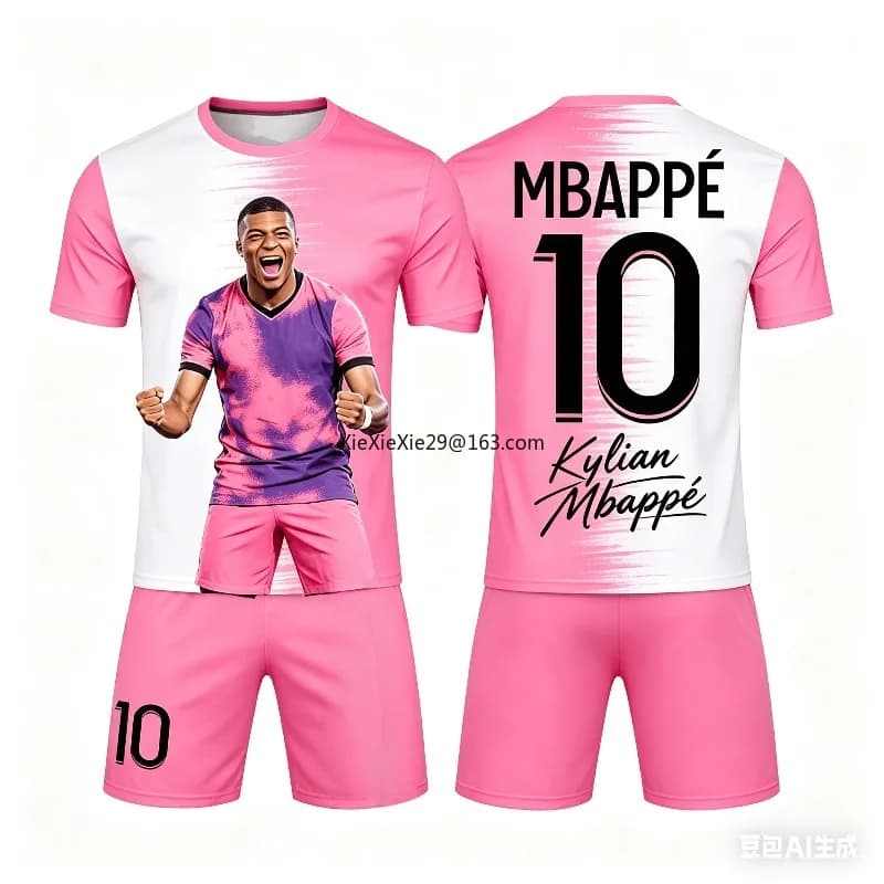 26 Fashionable Color Splicing AI #10 Mbappe Summer Children's Adult Set Parent-child Short Sleeved Shorts Football Jersey Unisex