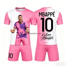 26 Fashionable Color Splicing AI #10 Mbappe Summer Children's Adult Set Parent-child Short Sleeved Shorts Football Jersey Unisex