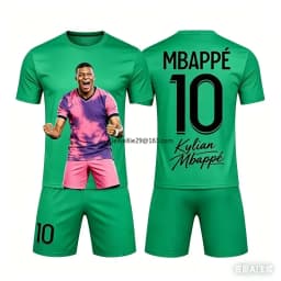 26 Fashionable Color Splicing AI #10 Mbappe Summer Children's Adult Set Parent-child Short Sleeved Shorts Football Jersey Unisex