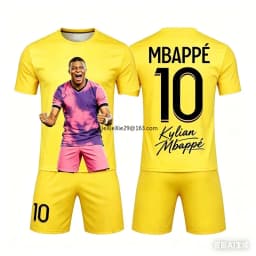 26 Fashionable Color Splicing AI #10 Mbappe Summer Children's Adult Set Parent-child Short Sleeved Shorts Football Jersey Unisex