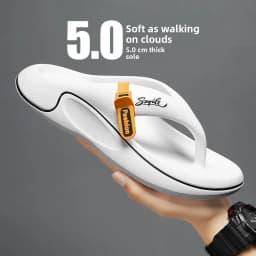 Men's Summer Beach Sandals Comfortable Slip-On Anti-Slip Odor-Resistant Soft Bottom Thong Slippers Trendy EVA Material