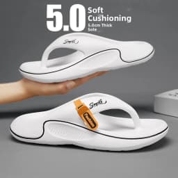 Men's Summer Beach Sandals Comfortable Slip-On Anti-Slip Odor-Resistant Soft Bottom Thong Slippers Trendy EVA Material