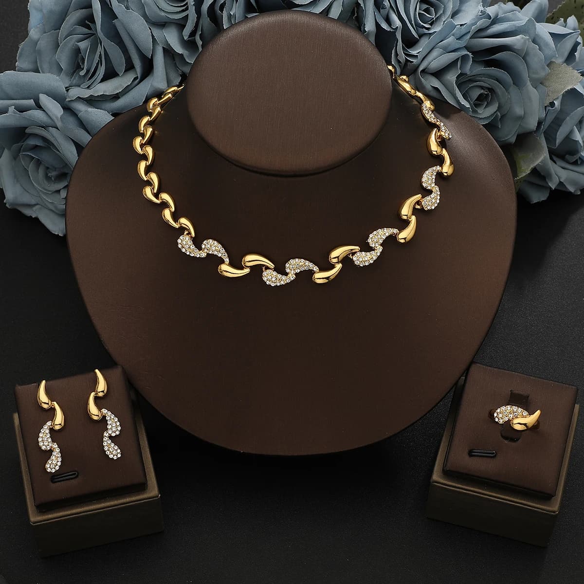 2026 New Hot sale High-end Design water droplets Necklace Pendant Earrings ring Jewelry Set Luxury Elegant Banquet Preferred