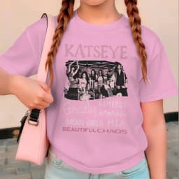 Youth Girl Cotton Streetwear Hot Katseye Print T Shirt Kids Summer Clothes Girls Short Sleeve T-Shirt Children's Fashion Tops