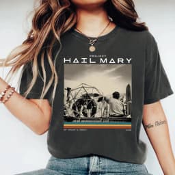 Vintage Project Hail Mary T-Shirt Sci-Fi Space Novel Fan Tee Shirts Funny Nerd Book Lover Graphic Short Sleeves Tops Fans Gift