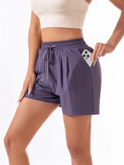 Women Summer Thin Athletic Shorts, Quick Dry Fake Two Piece Yoga Shorts, Breathable Anti-Chafing Slim Running Gym Workout Shorts