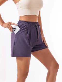 Women Summer Thin Athletic Shorts, Quick Dry Fake Two Piece Yoga Shorts, Breathable Anti-Chafing Slim Running Gym Workout Shorts