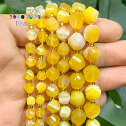 6 8 10mm Natural Stone Beads Yellow Agate Faceted Round Loose Beads for Jewelry Making Diy Beading Accessory