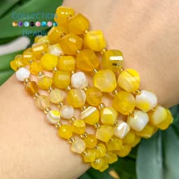 6 8 10mm Natural Stone Beads Yellow Agate Faceted Round Loose Beads for Jewelry Making Diy Beading Accessory
