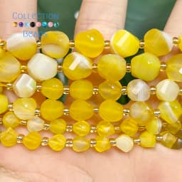 6 8 10mm Natural Stone Beads Yellow Agate Faceted Round Loose Beads for Jewelry Making Diy Beading Accessory