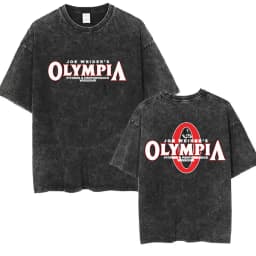 2026 Olympia Gym Man's Vintage Washed Graphic T Shirts Men Summer Fashion O-Neck Short Sleeve T-shirt Casual 100% Cotton Tshirt