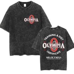 2026 Olympia Gym Man's Vintage Washed Graphic T Shirts Men Summer Fashion O-Neck Short Sleeve T-shirt Casual 100% Cotton Tshirt