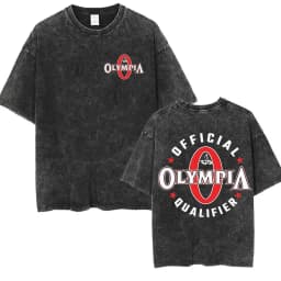 2026 Olympia Gym Man's Vintage Washed Graphic T Shirts Men Summer Fashion O-Neck Short Sleeve T-shirt Casual 100% Cotton Tshirt